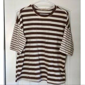 Mocha and white striped tee